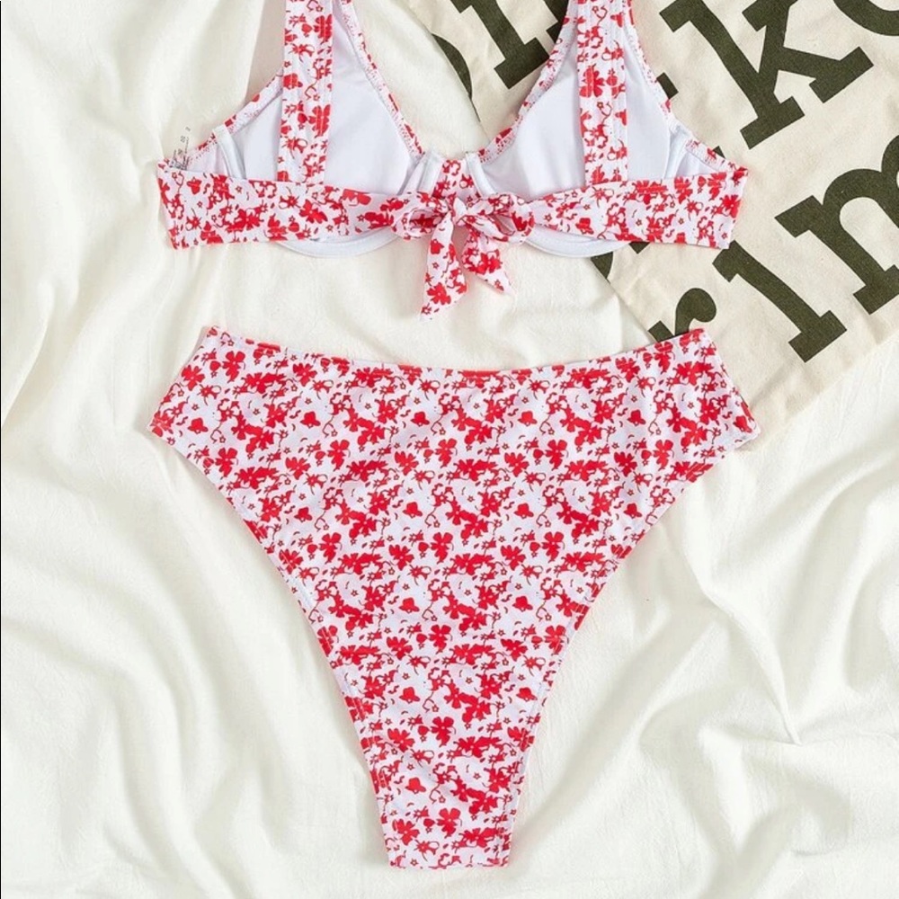 Whit and Red Bikini